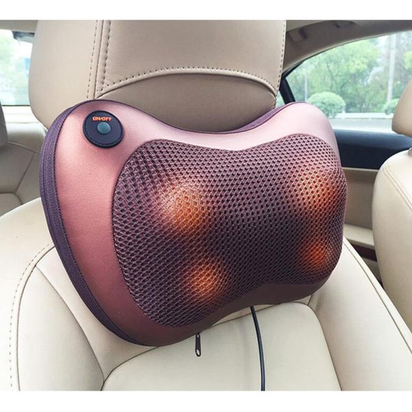 Car Head Massage Pillow Relax Vibrator Electric Shoulder Back Heating Kneading Infrared Therapy Shiatsu Neck Massager