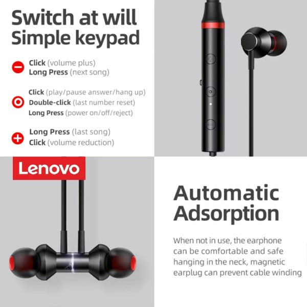 Lenovo He05x 2 Bluetooth 5.3 Earphones Hifi Magnetic Neckband Headset (random Color)