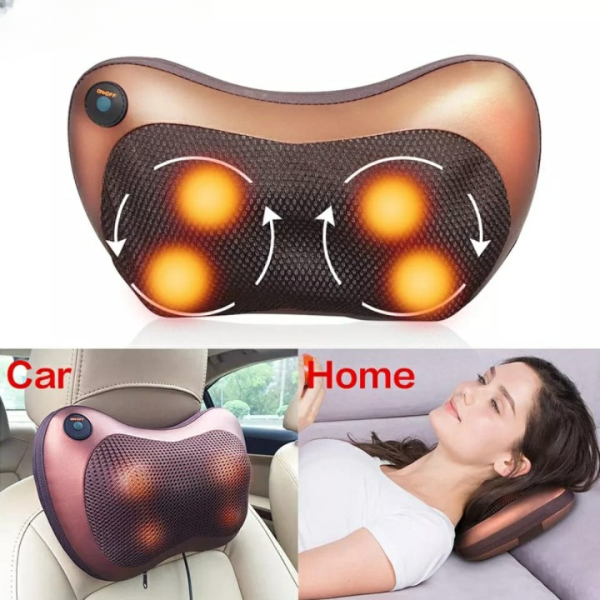 Car Head Massage Pillow Relax Vibrator Electric Shoulder Back Heating Kneading Infrared Therapy Shiatsu Neck Massager